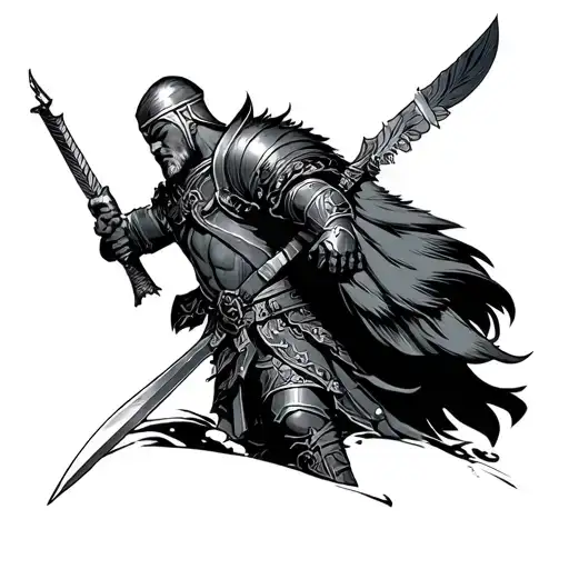 Russian warrior in the background Russian hero tattoo design idea