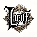 "Lucif3er" the name Edward in viking style letters tattoo design idea