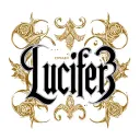 "Lucif3er" the name Edward in viking style letters tattoo design idea