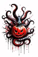 jack o lantern, tentacles, eldritch, deep space tattoo design idea
