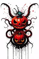jack o lantern, tentacles, eldritch, deep space tattoo design idea