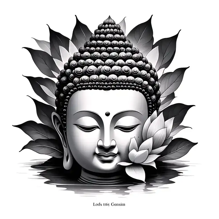 lord Buddha with lotus flower blooming tattoo design idea