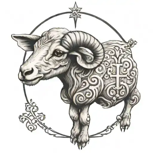 Fear the lamb cross adorned tattoo design idea