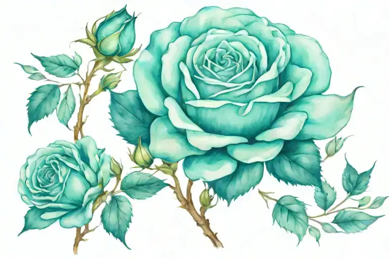 Scottish rose tattoos teal background tattoo design idea