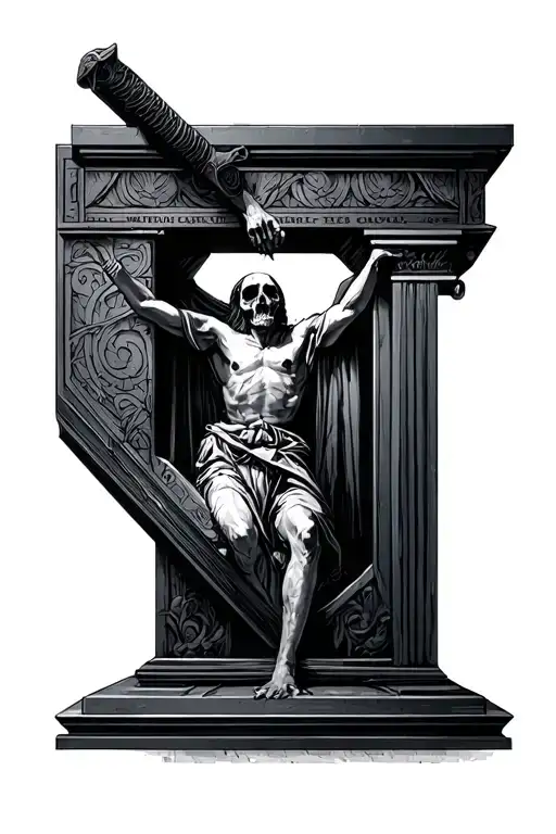 guillotine execution tattoo design idea