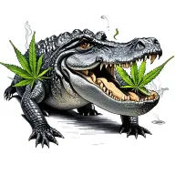 crocodile smoking weed tattoo design idea