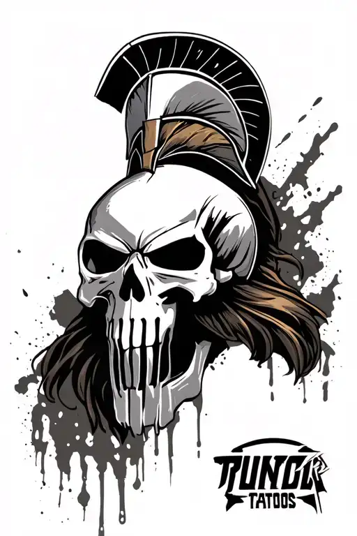 punisher skull with spartan tattoo design idea