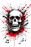 music and note, skull surrounded tattoo design idea