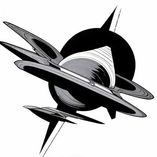 Geometrical F16 Saturn Auquarius tattoo design idea