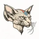 angry sphynx cat head tattoo holding tattoo design idea