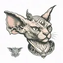angry sphynx cat head tattoo holding tattoo design idea
