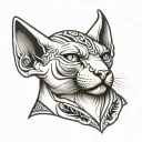 angry sphynx cat head tattoo holding tattoo design idea