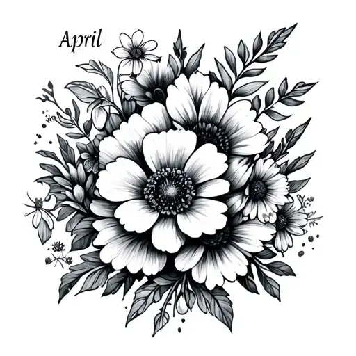 garden with flowers from august, september, february, october april birth months tattoo design idea