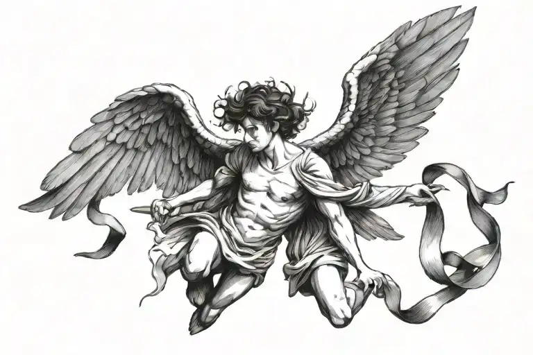 angel icarus falling angel tattoo design idea