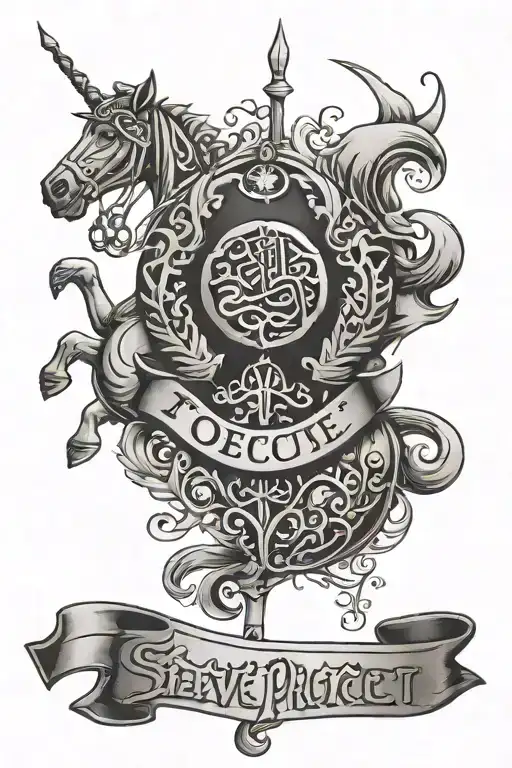 "to serve and protect" in arabic calligraphy tattoo design idea