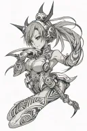 anime girl cyber tribal tattoo tattoo design idea