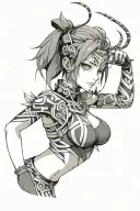 anime girl cyber tribal tattoo tattoo design idea