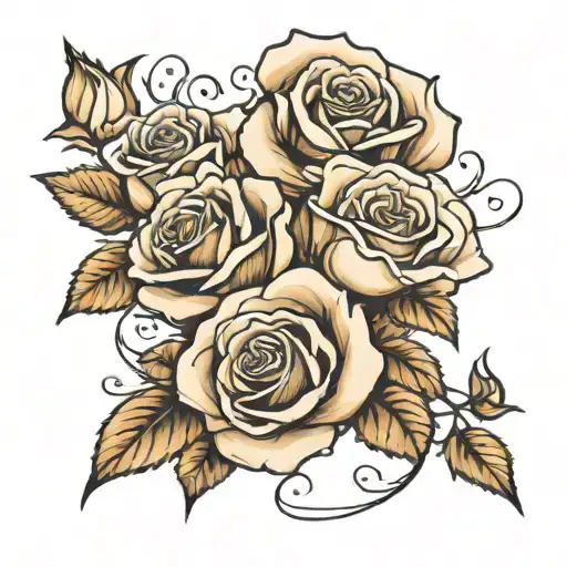 create a arm tattoo with multiple roses. include the name victoria in the tattoo. make the tattoo not colored. tattoo design idea