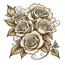 create a arm tattoo with multiple roses. include the name victoria in the tattoo. make the tattoo not colored. tattoo design idea