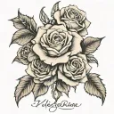 create a arm tattoo with multiple roses. include the name victoria in the tattoo. make the tattoo not colored. tattoo design idea