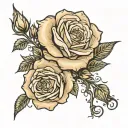 create a arm tattoo with multiple roses. include the name victoria in the tattoo. make the tattoo not colored. tattoo design idea