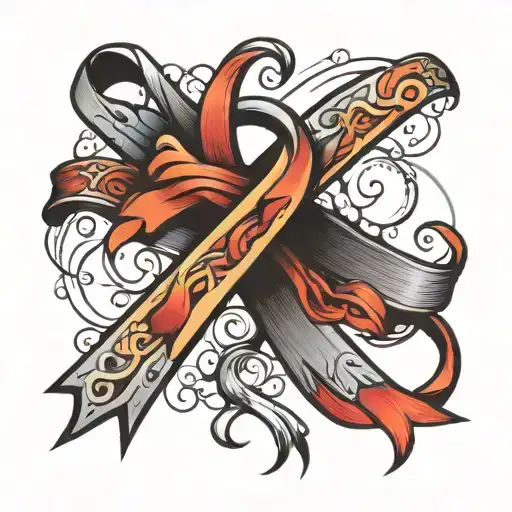 Suicide and PNES awareness ribbon intertwined tattoo design idea