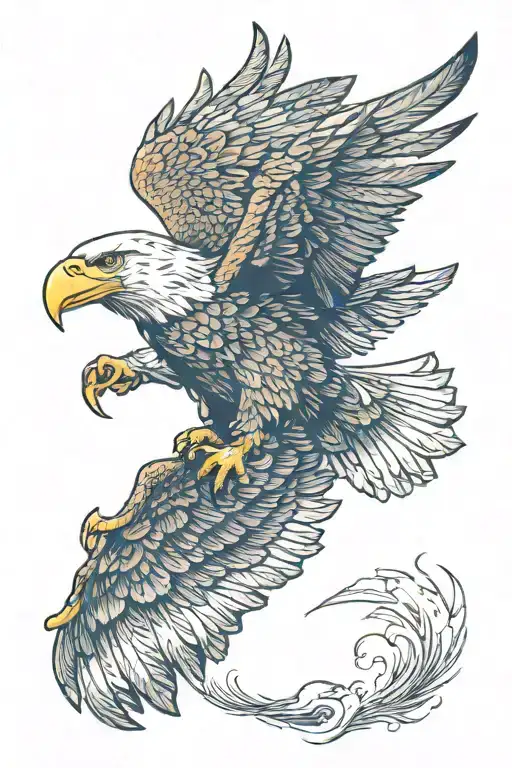 Bald eagle  with spread wings tattoo design idea