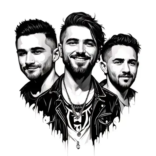 three best mates, nick, mike and jonny, are going to see two of their favourite bands, both playing live during the same tattoo design idea