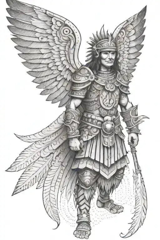 inca warrior with wings  tattoo design idea