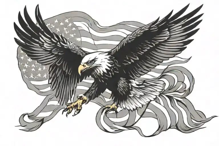 eagle flying, american flag tattoo design idea