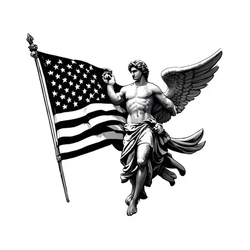st. michael american flag intertwined tattoo design idea