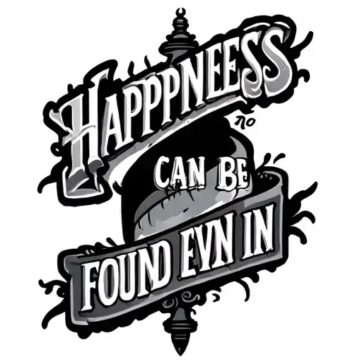 "HAPPINESS CAN BE FOUND EVEN IN" LAMP POST tattoo design idea