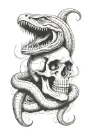 eel wrapped through skull tattoo design idea