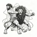Hercules vs Lion tattoo design idea