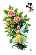tinker bell rose tree with Mickey Mouse tattoo design idea