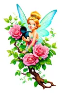 tinker bell rose tree with Mickey Mouse tattoo design idea