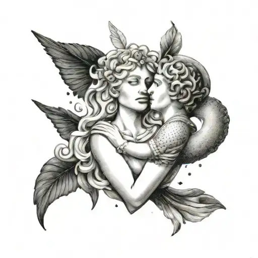 aphrodite and Ares love tattoo design idea