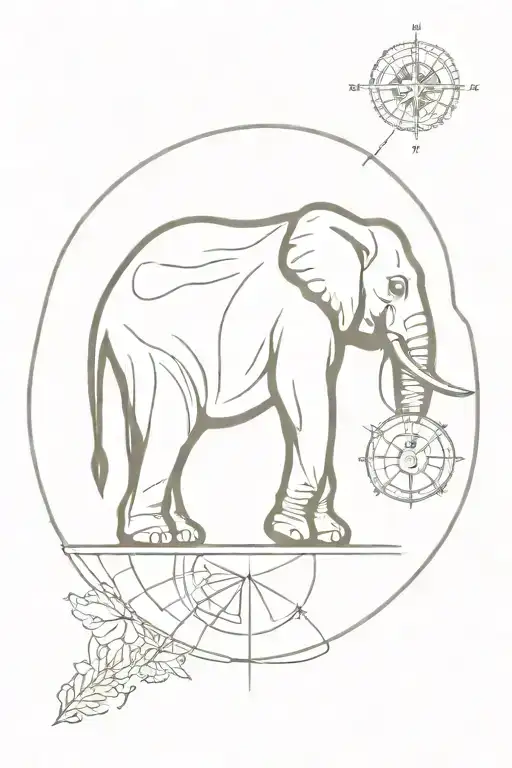 elephant compass africa tattoo design idea