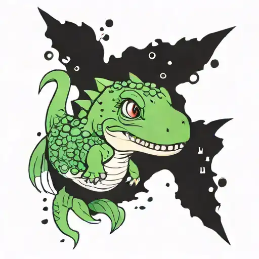 t-rex mermaid baby tattoo design idea
