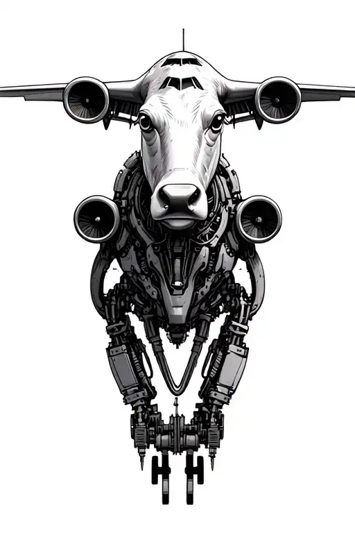 calf tattoo biomech with 747-8 landing gear and gears hydrolics and gizmo tattoo design idea
