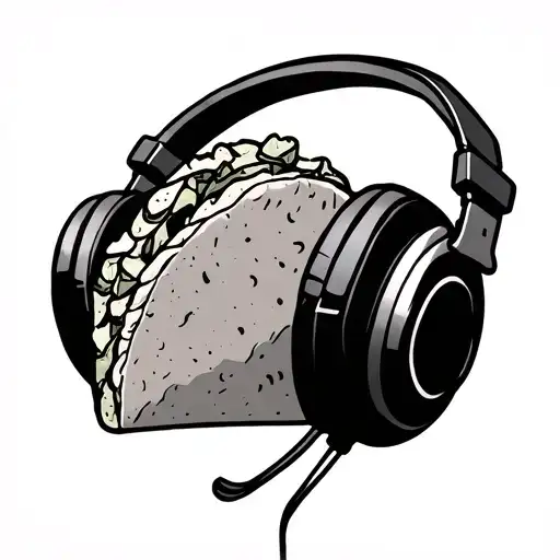 taco wearing headphones tattoo design idea