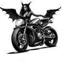 succubus on motor bike tattoo design idea