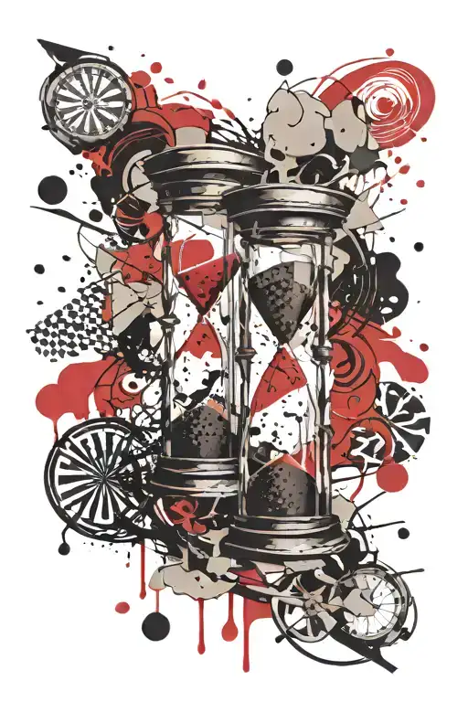 Hourglass sand falling tattoo design idea