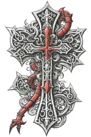 chrome hearts cross with a red scorpion tattoo design idea