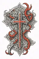chrome hearts cross with a red scorpion tattoo design idea