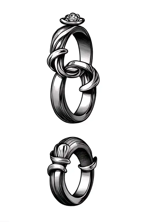 fine line wedding ring tattoo with the initial C in cursive creating a ring around finger tattoo design idea