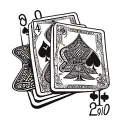 Create a tattoo design featuring a deck of cards and the numbers 90210 in a dotwork style tattoo design idea
