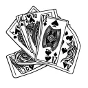 Create a tattoo design featuring a deck of cards and the numbers 90210 in a dotwork style tattoo design idea