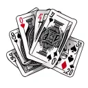 Create a tattoo design featuring a deck of cards and the numbers 90210 in a dotwork style tattoo design idea