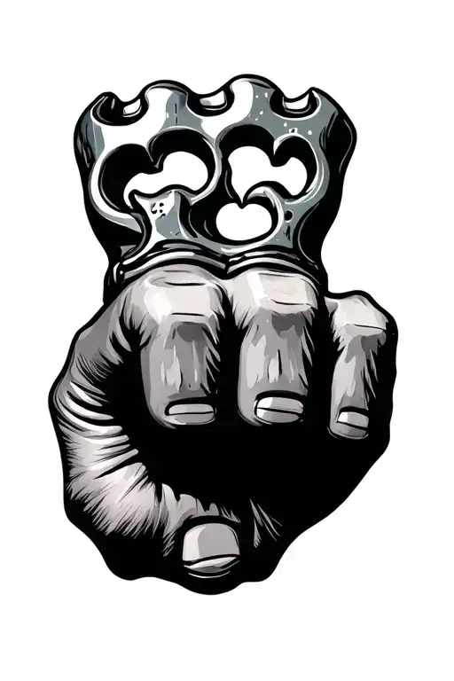 knuckle duster attached tattoo design idea